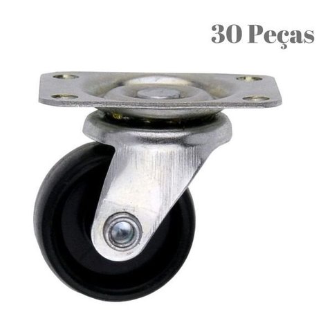 Kit de 30 Peças Rodízio Pequeno Giratório para Aparafusar 30mm Starfer