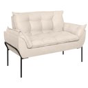 Ver imagem 4 de Poltrona Sofá Luxo Base Metal Preto Recepção Escritório Cor:bege