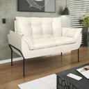 Ver imagem 1 de Poltrona Sofá Luxo Base Metal Preto Recepção Escritório Cor:bege