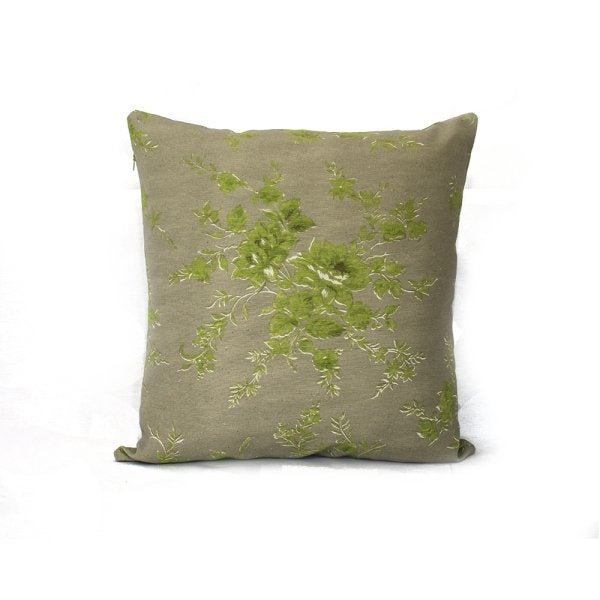 Capa de Almofada Gorgurão Floral Verde - 1