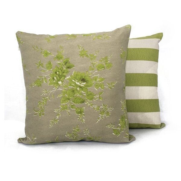Capa de Almofada Gorgurão Floral Verde - 2