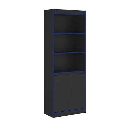 Armário Multiuso / Estante Gamer X Cor Preto Fosco / Azul