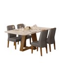 Ver imagem 1 de Sala de Jantar Mesa Flora Freijó/Off White c/ 4 Cadeiras Lis Freijó/Lunar - FdECOR
