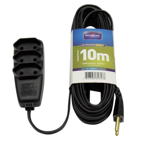 EXTENSÃO SORT FIO PARALELO 2 X 0,75MM² COM 10 METROS DANEVA