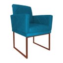 Ver imagem 1 de Poltrona Klara Suede Azul Turquesa Base Metálica Cobre - Vallisa Decor