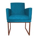 Ver imagem 2 de Poltrona Klara Suede Azul Turquesa Base Metálica Cobre - Vallisa Decor