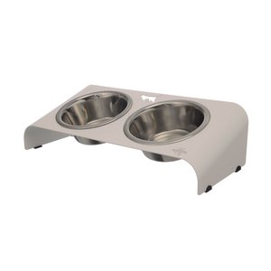 Comedouro Elevado Inclinado Duplo Gato Branco