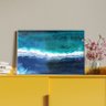 Quadro Decorativo Tela Canvas Abstrato Aqua Marine com Moldura e Vidro Prata - 150x80 Cm - 4