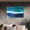 Quadro Decorativo Tela Canvas Abstrato Aqua Marine com Moldura e Vidro Prata - 150x80 Cm - 1