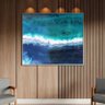 Quadro Decorativo Tela Canvas Abstrato Aqua Marine com Moldura e Vidro Prata - 150x80 Cm - 2