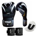 Ver imagem 1 de Kit Boxe Muaythai Venum New Elite 2.0 Preta 12oz