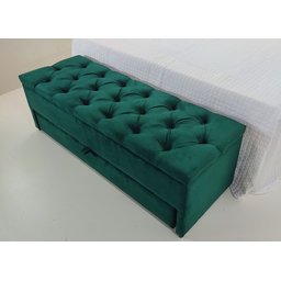 Puff Baú (sapateira) 120x50x45cm Verde Musgo Veludo Liso (capitonê na Mesma Cor do Tecido) - 2