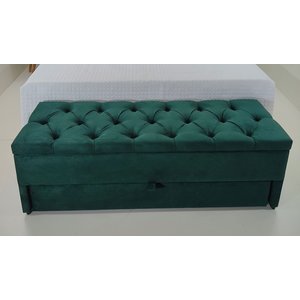 Puff Baú (sapateira) 120x50x45cm Verde Musgo Veludo Liso (capitonê na Mesma Cor do Tecido)