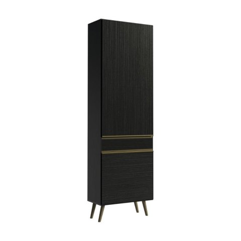 Paneleiro Armário de Cozinha com 2 Portas 62cm Retrô Florença Multimóveis MP2438 Preto