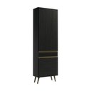 Ver imagem 1 de Paneleiro Armário de Cozinha com 2 Portas 62cm Retrô Florença Multimóveis MP2438 Preto