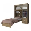 Ver imagem 2 de Guarda-Roupa Solteiro 4 Portas com Espelho e Cama Baú Happy Espresso Móveis