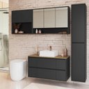 Ver imagem 1 de Conjunto para Banheiro Modulado 176cm com 4 Peças Gabinete Suspenso com Cuba Berlin