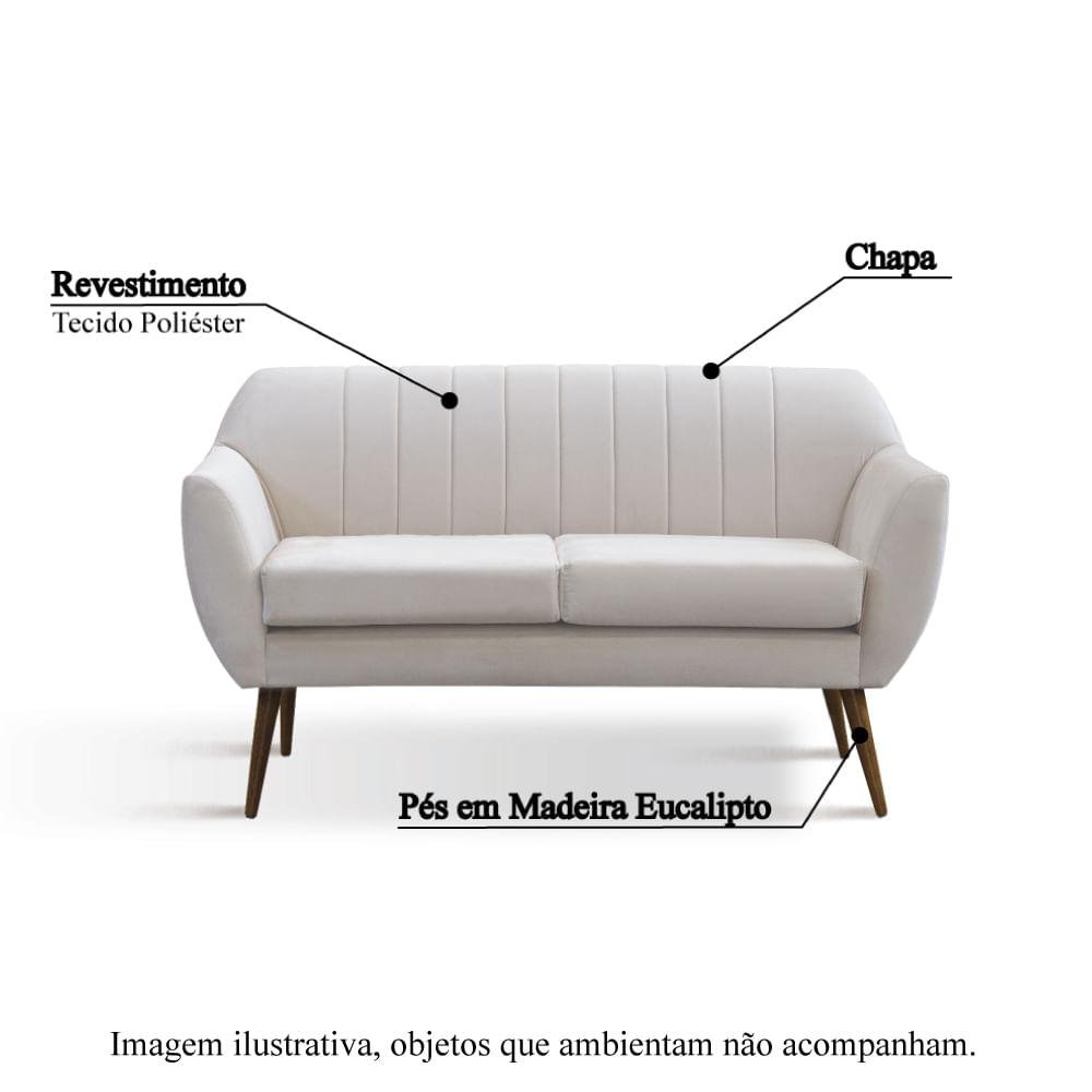 Sofá Jurerê com Pés em Madeira 147 cm Bege MadeiraMadeira
