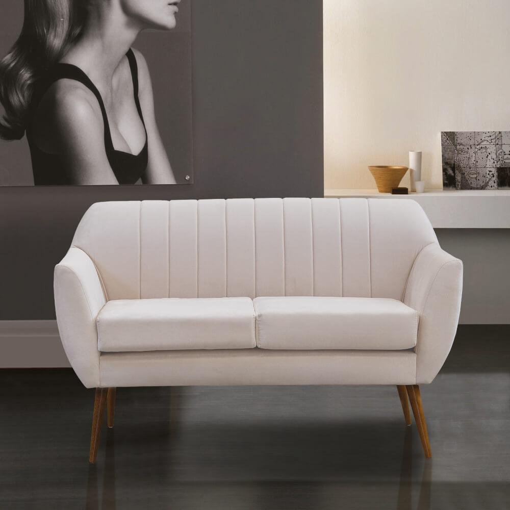 Sofá Jurerê com Pés em Madeira 147 cm Bege MadeiraMadeira