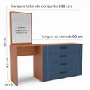 Ver imagem 2 de Conjunto Cômoda Penteadeira 4 Gavetas 150cm Lisboa Politorno Móveis