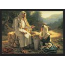 Ver imagem 1 de Quadro Decorativo Jesus Cristo e Maria Nazaré Religiosidade Salas Decorações Interiores Com Moldura