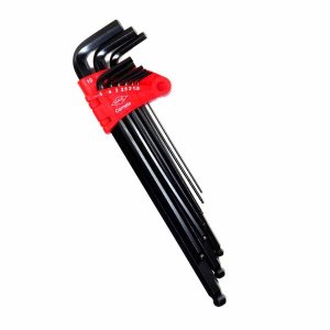 Jogo Chave Allen Abaulada Extra Longa 1,5-10MM 9 Peças Profissional CRV Corneta