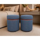 Ver imagem 4 de Puff com Cinta Superior Cobre Fosco Azul Linho - Let Móveis