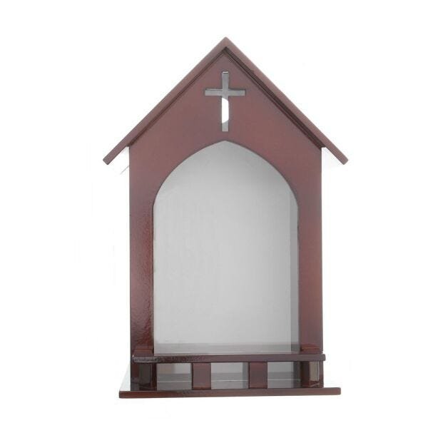 Capela Oratório com Vidro Mogno para Imagem de Santo Grande de até 30 cm - 1