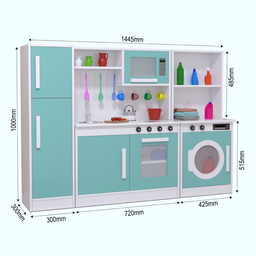 Cozinha Infantil Mdf com Geladeira, Máquina de Lavar, Pia, Fogão, Forno e Micro-ondas:menta - 3