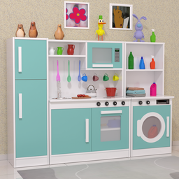 Cozinha Infantil Mdf com Geladeira, Máquina de Lavar, Pia, Fogão, Forno e Micro-ondas:menta - 1