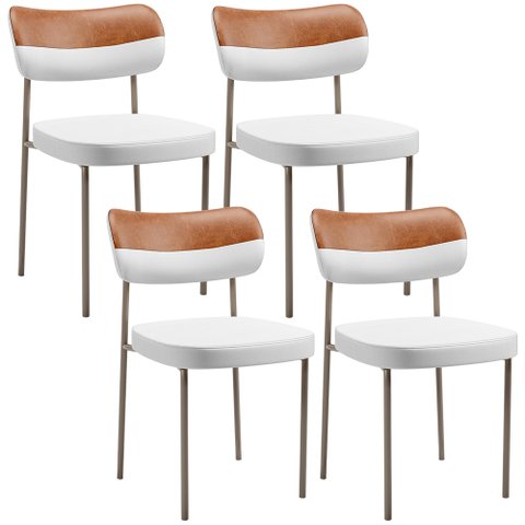 Kit 04 Cadeiras Decorativa para Sala de Jantar Melina Base Arena L02 Faixa Couríssimo Camel Facto Br