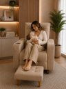 Ver imagem 3 de Poltrona de Amamentação Paris com Balanço e Puff Suede Premium | Conforto, Elegância e Qualidade