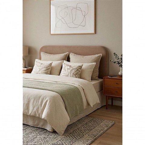 Cabeceira Estofada Casal Orgânica 140x120 MDF Suede Marrom Claro