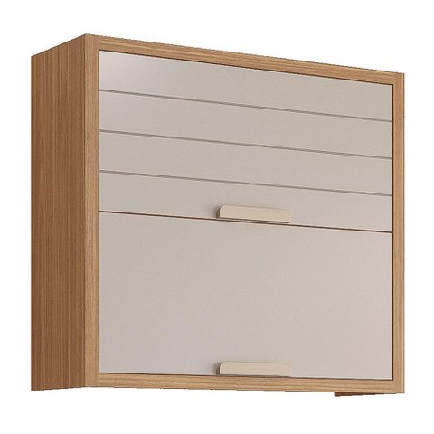 Armário Aéreo Eloise 80cm 2 Portas Basculantes Freijó/off White - Mgm