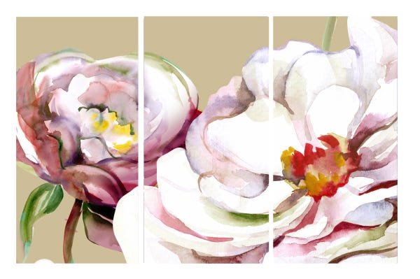 Quadro 70X150cm em Impressão Digital – trio – floral pastel II Atelier Valverde - 1