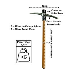 Picareta Pá Ponta Premium Cabo Envernizado Cunha Polietileno Minasul - 5