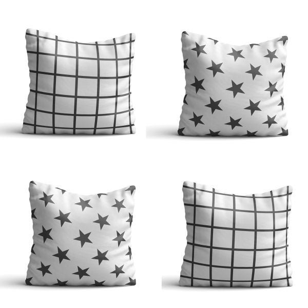 4 Capas de almofada 42x42 – Estrelas e Xadres PB Atelier Valverde - 1