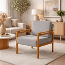 Ver imagem 3 de Kit 2 Poltronas Decor Pés Madeira Maciça Yasmin Linho Cinza