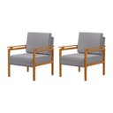 Ver imagem 2 de Kit 2 Poltronas Decor Pés Madeira Maciça Yasmin Linho Cinza