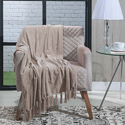 Manta P/ Sofá - Boras Chenille - 2 Lugares - 1,70m X 1,25m - Bege - Niazitex Dohler