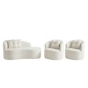 Ver imagem 3 de Kit de 01 Sofá Orgânico Curvo Feijão + 02 Poltronas Confortável Sala Estúdio Amore Bouclê Branco - M