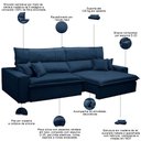 Ver imagem 3 de Sofá Retrátil Reclinável para Sala 3 Lugares 250cm Aisha F04 Veludo Azul - Lyam Decor