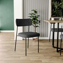 Ver imagem 2 de Cadeira Decorativa Estofada para Sala de Jantar Melina F01 Linho Chumbo - Lyam Decor