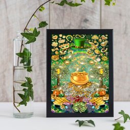 Quadro Arquétipo Da Prosperidade Pote De Ouro 24x18cm:Madeira branca - 2 Quadro Arquétipo Da Prosperidade Pote De Ouro 24x18cm:Madeira branca - 2