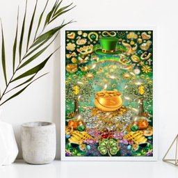 Quadro Arquétipo Da Prosperidade Pote De Ouro 24x18cm:Madeira branca - 1 Quadro Arquétipo Da Prosperidade Pote De Ouro 24x18cm:Madeira branca - 1