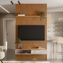 Ver imagem 2 de Painel Ripado para TV 60 Pol. com Bancada 141cm Prime Plus L06 Nature/Off White - Mpozenato