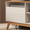 Ver imagem 3 de Rack para Sala Fênix Wood TV 40 Polegadas Moderno Off White/Nature