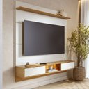 Ver imagem 1 de Painel para TV Home Suspenso Bali 1.6 Off White Matte Freijó – Colibri