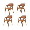Ver imagem 2 de Kit 4 Cadeiras de Jantar Estofadas em Madeira Maciça e Corino Dalia Marrom/Caramelo