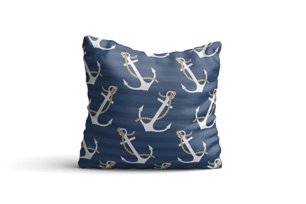 Almofada nautica Ancoras Azuis 42x42 com enchimento Atelier Valverde - 1